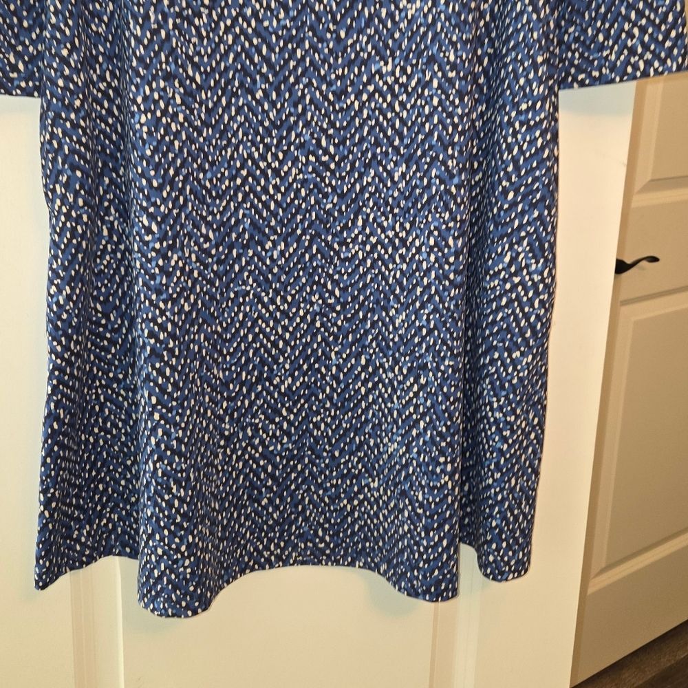 J. McLaughlin Blue Dot Mock Neck Stretchy Dress - Picture 5 of 11
